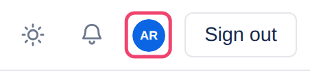 The top bar, with the initials AR boxed