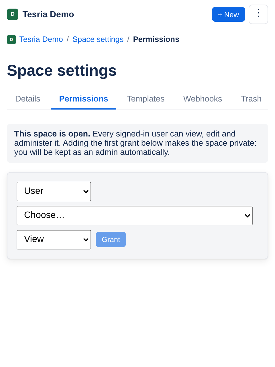 A space’s permissions