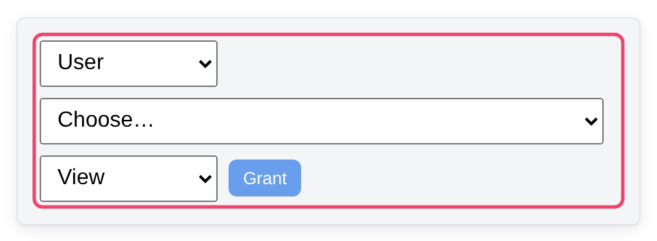 The form for granting access to a space