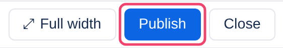 The Publish button above a new page
