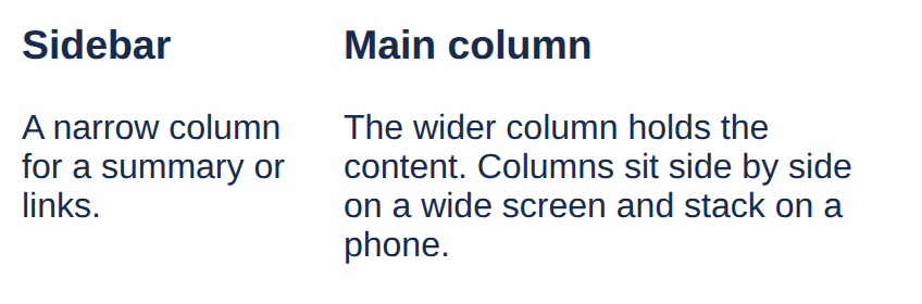 Content in columns